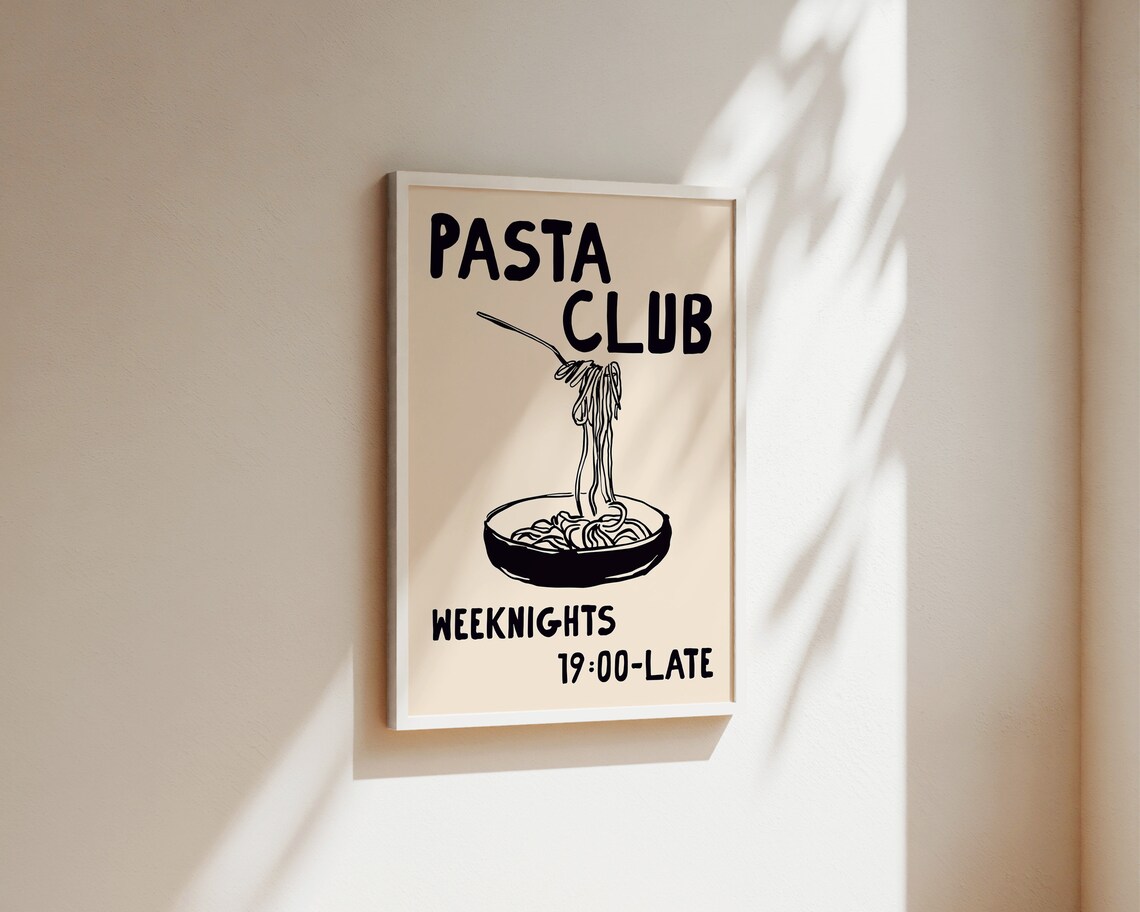 Pasta Club Kitchen Art Print, Hand-Drawn Poster - Image 2