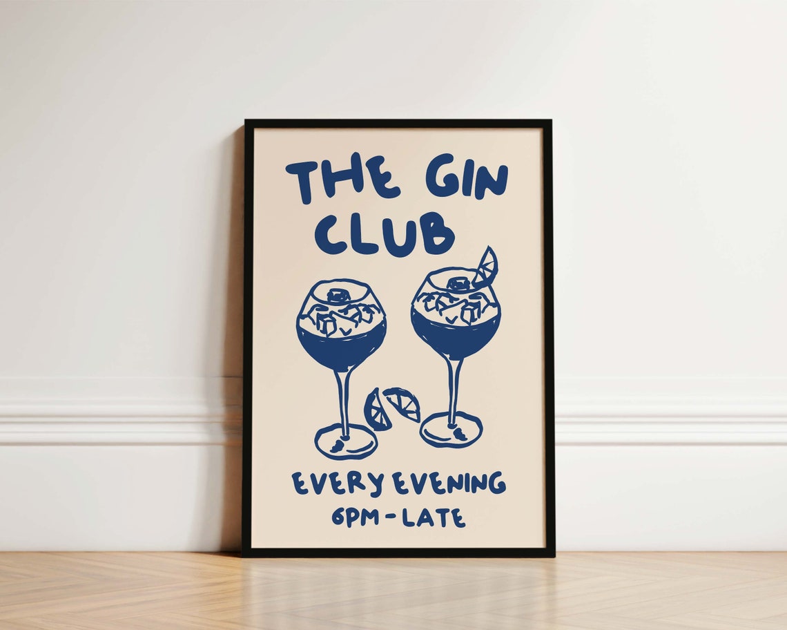Gin Club Kitchen Print, Gin Quote Art Print