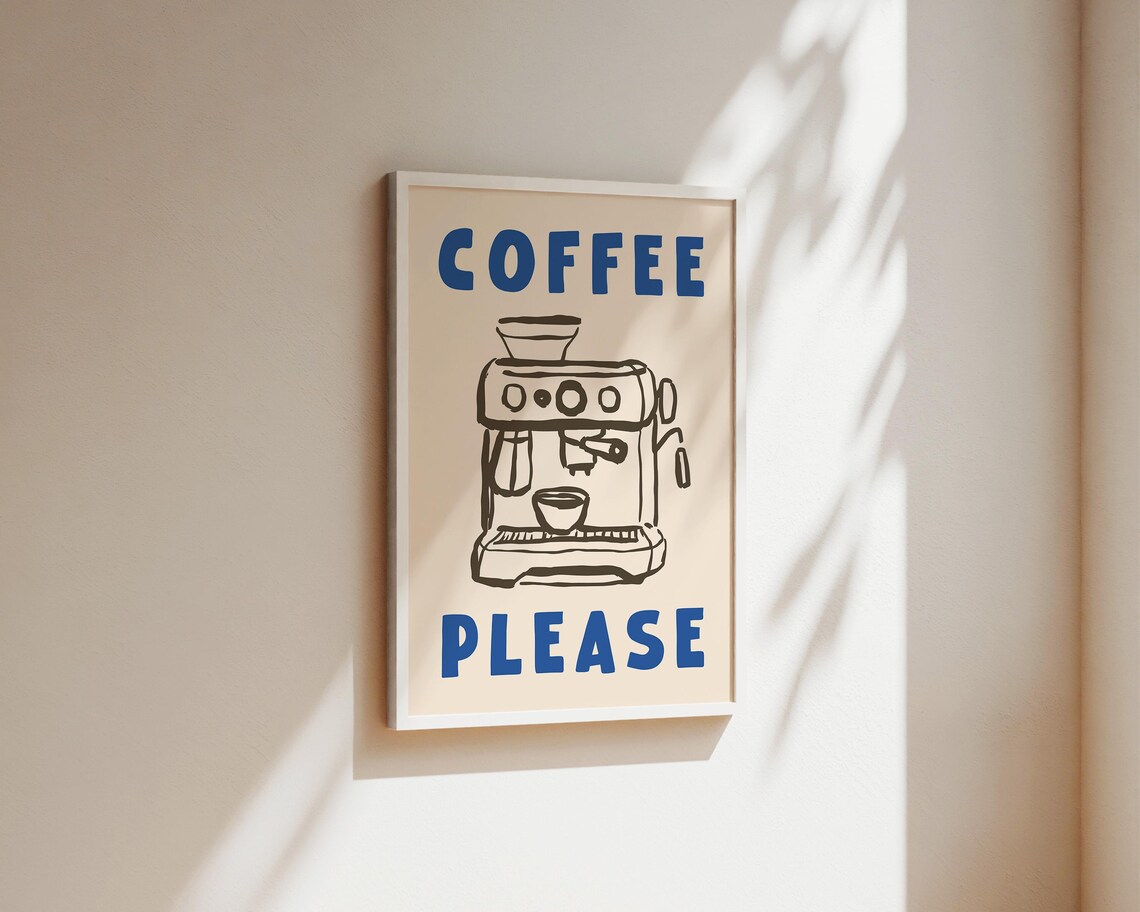 Coffee Please Kitchen Poster, Hand-Drawn Coffee Art - Image 2