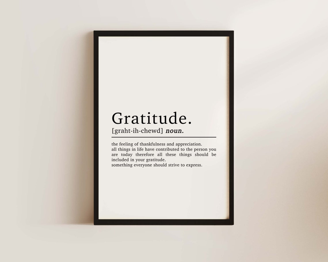 Gratitude Typography Art Print, Inspirational Office Decor