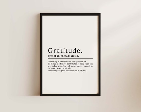 Gratitude Typography Art Print, Inspirational Office Decor