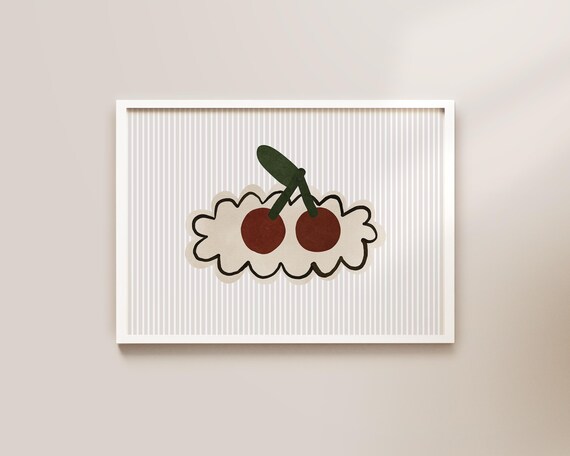 Nursery Wall Art Abstract Cherries Print Boho Nursery Decor Cherry Art Bedroom Decor Landscape Nursery Prints Horizontal Nursery Decor