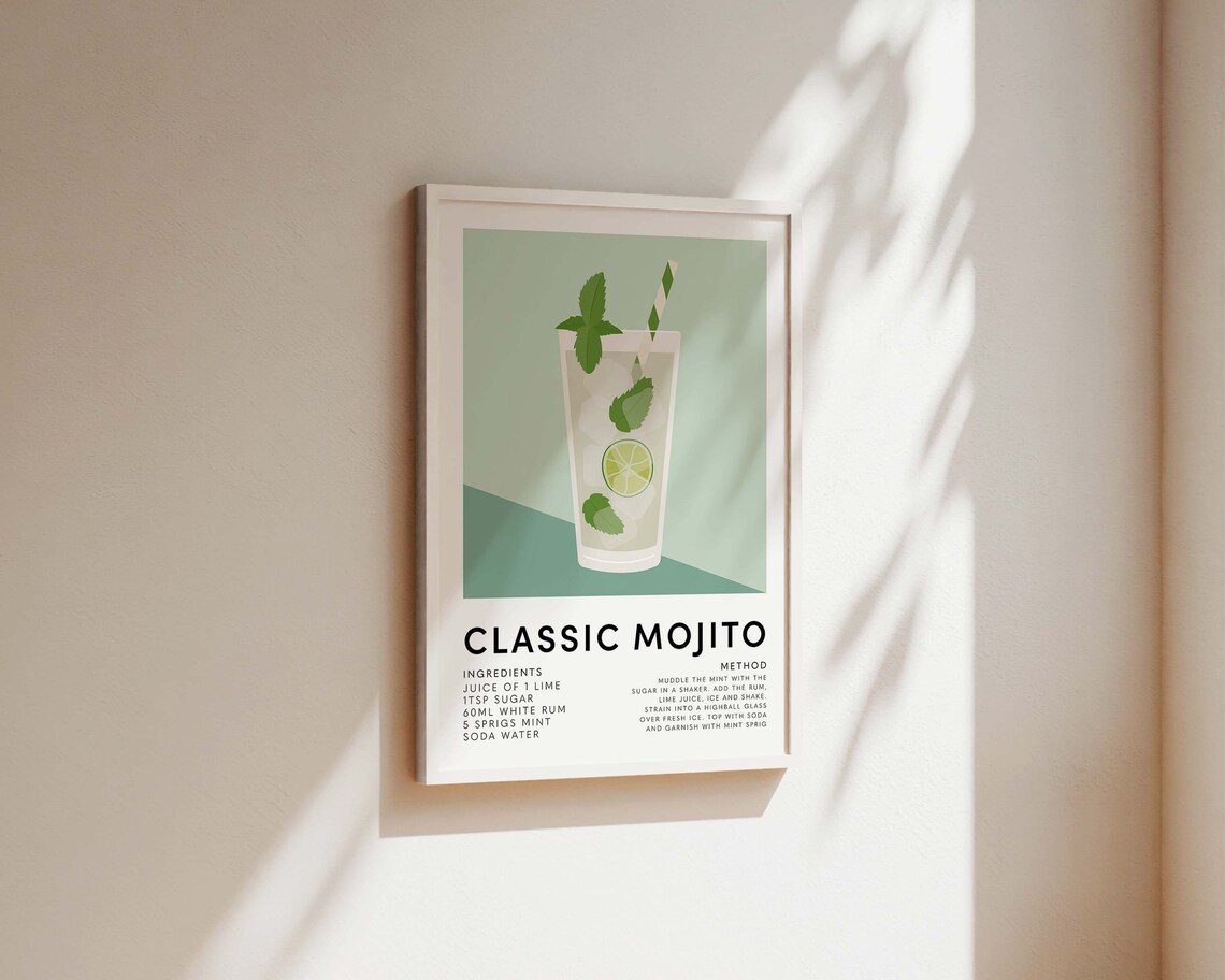 Mojito Cocktail Print, Kitchen Wall Art Print - Image 2