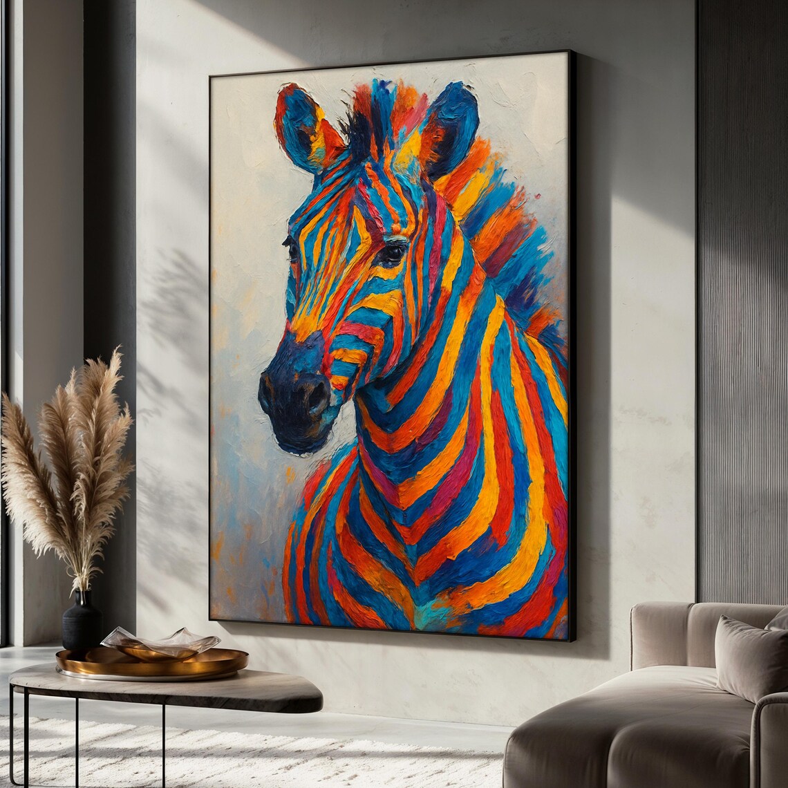 Colorful Zebra Painting, Abstract Animal Art Print