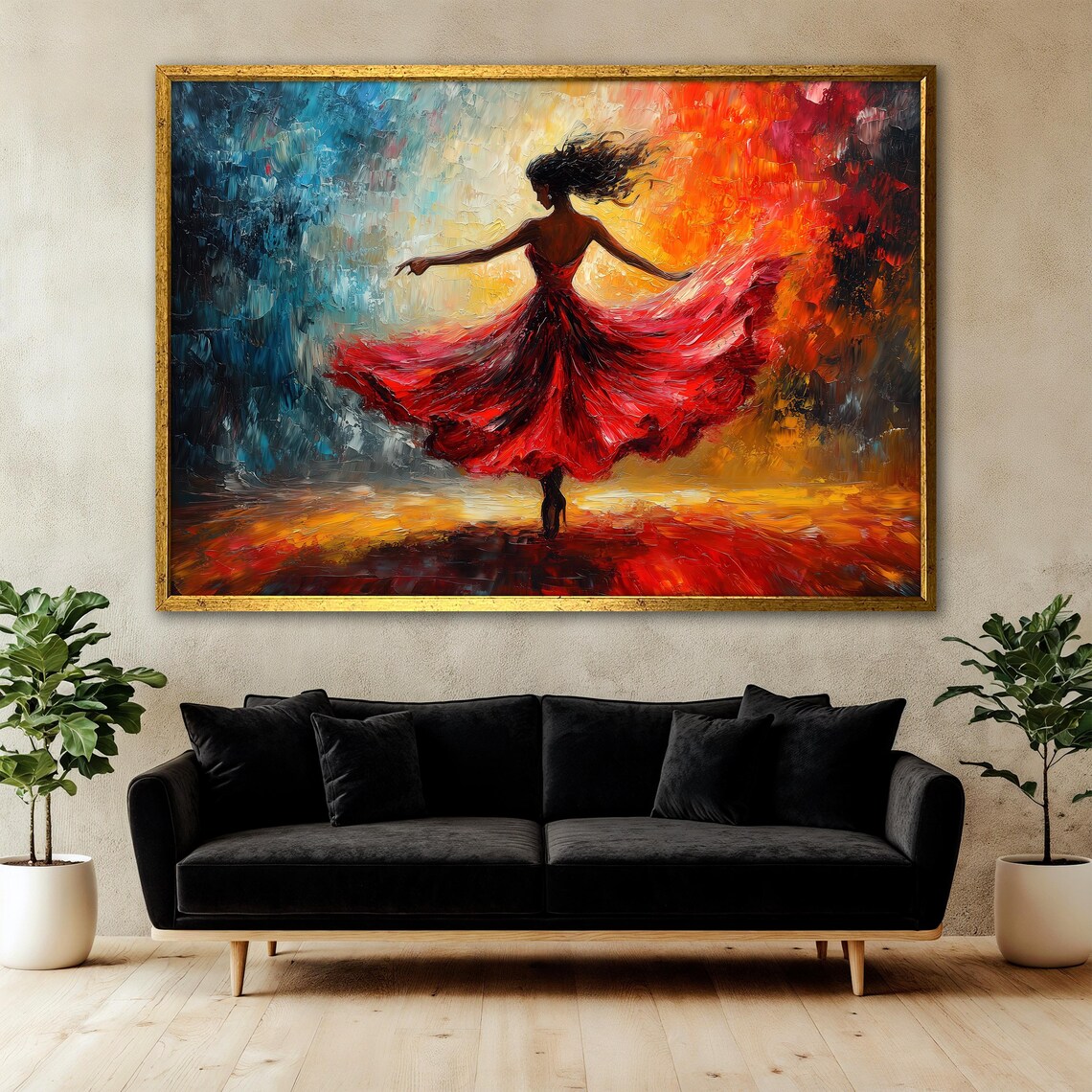 Red Dress Dancing Woman, Flamenco Art Print - Image 3
