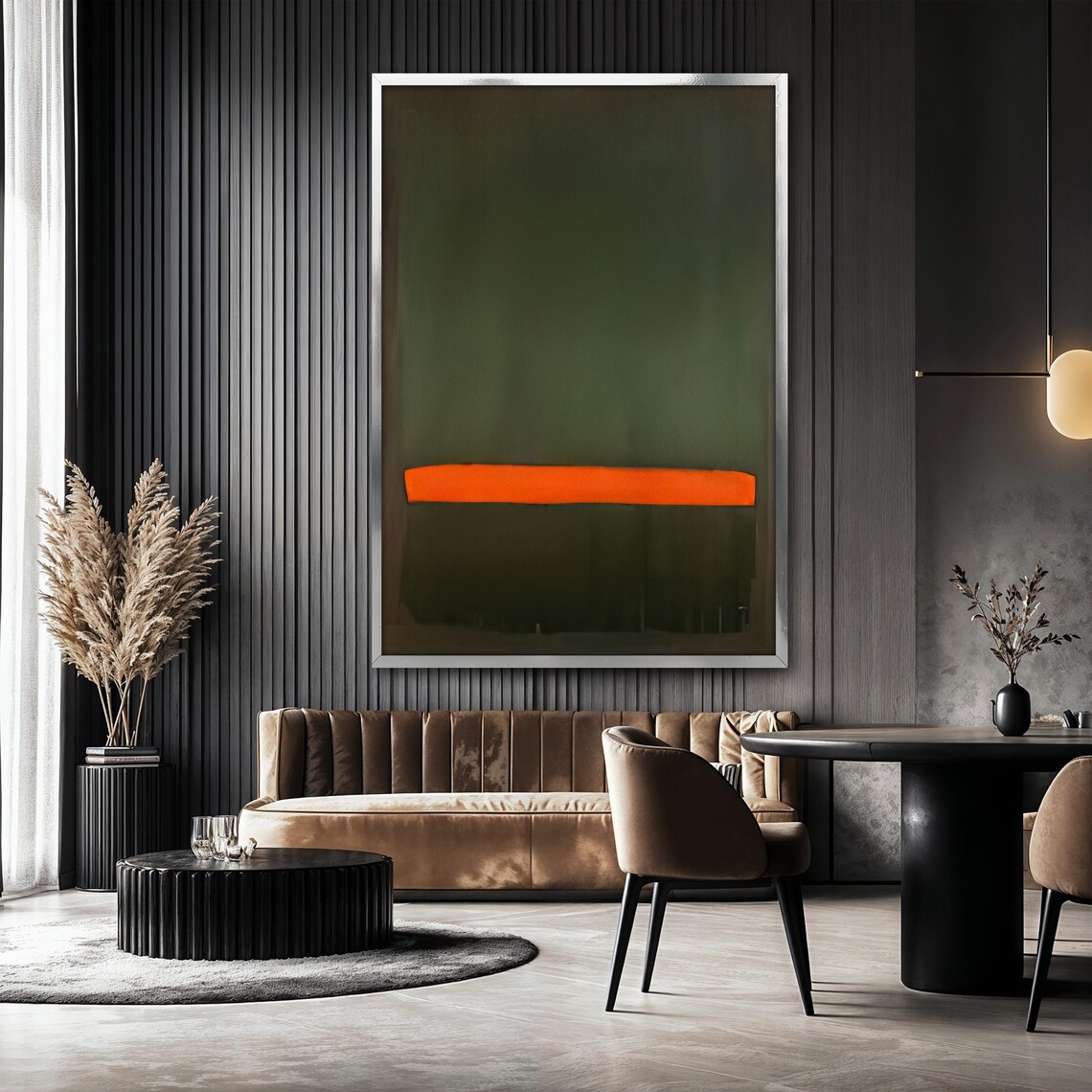 Mark Rothko Style Green Orange Stripe Color Field Abstract Poster - Image 2
