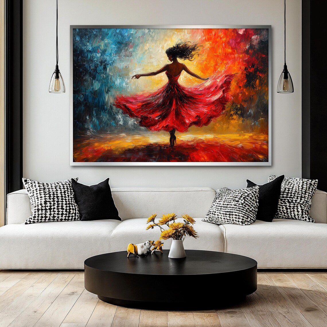 Red Dress Dancing Woman, Flamenco Art Print - Image 2