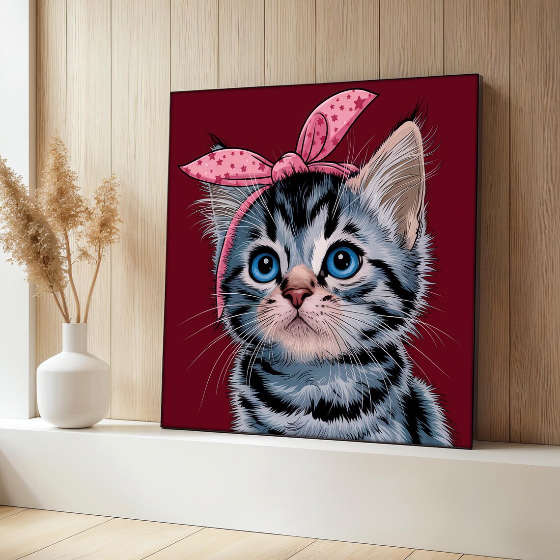 Cute Kitten Painting, Blue-Eyed Cat Gift