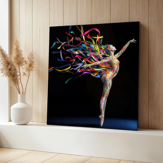 Colorful Dancer, Modern Abstract Ribbon Art