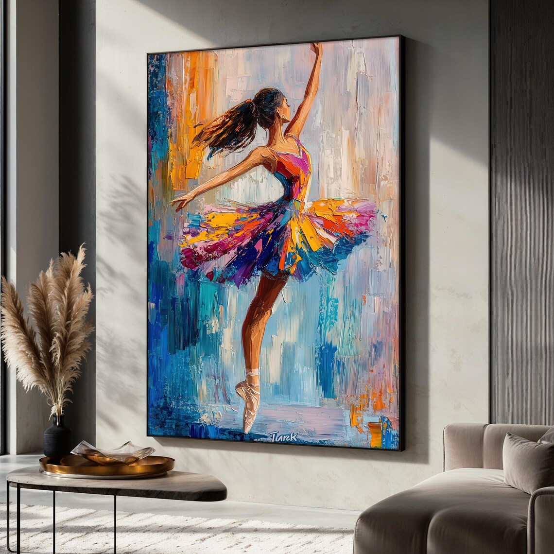Colorful Ballerina Painting, Graceful Dancer Art