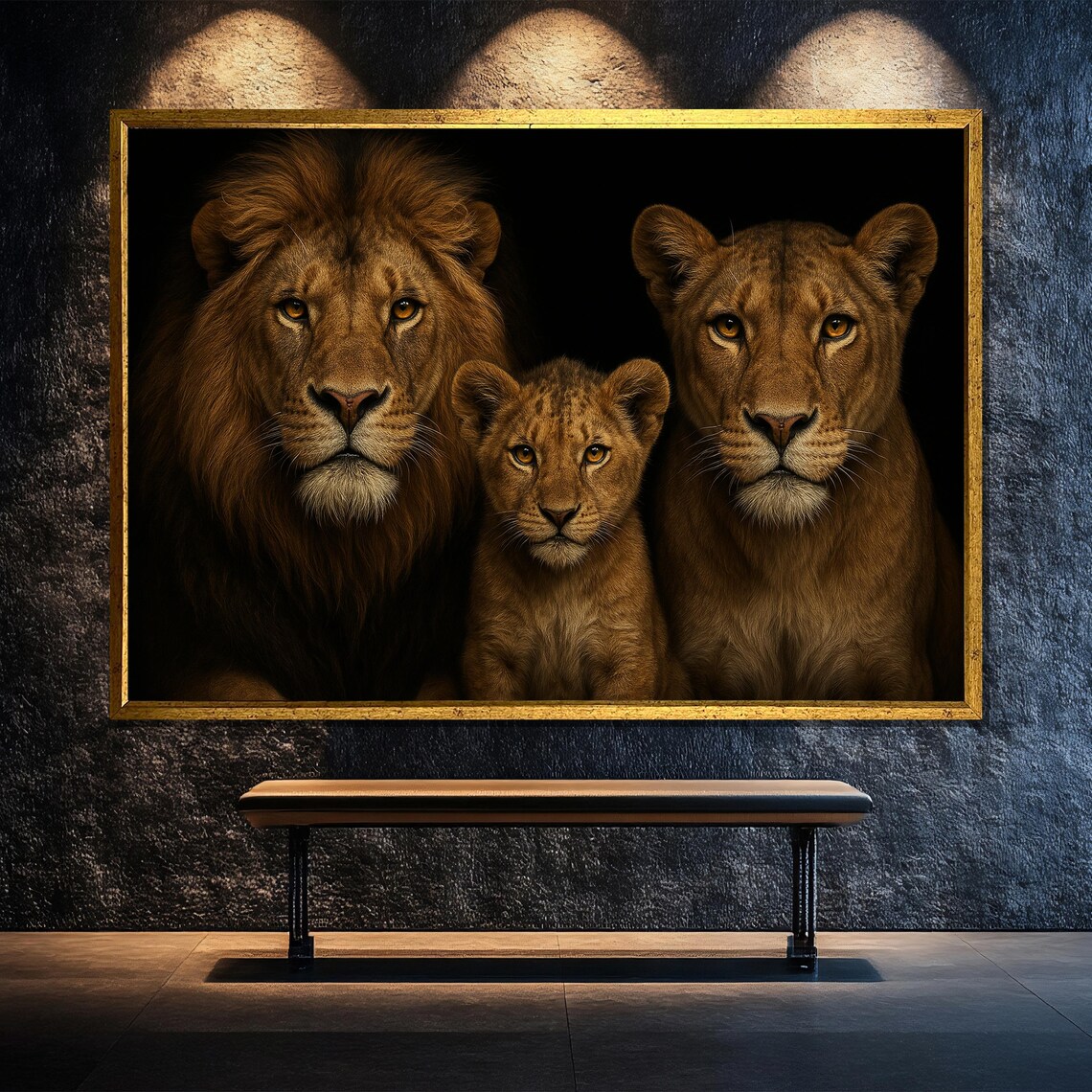 Lion Family Painting, Warm Wildlife Gift for Nature Lovers