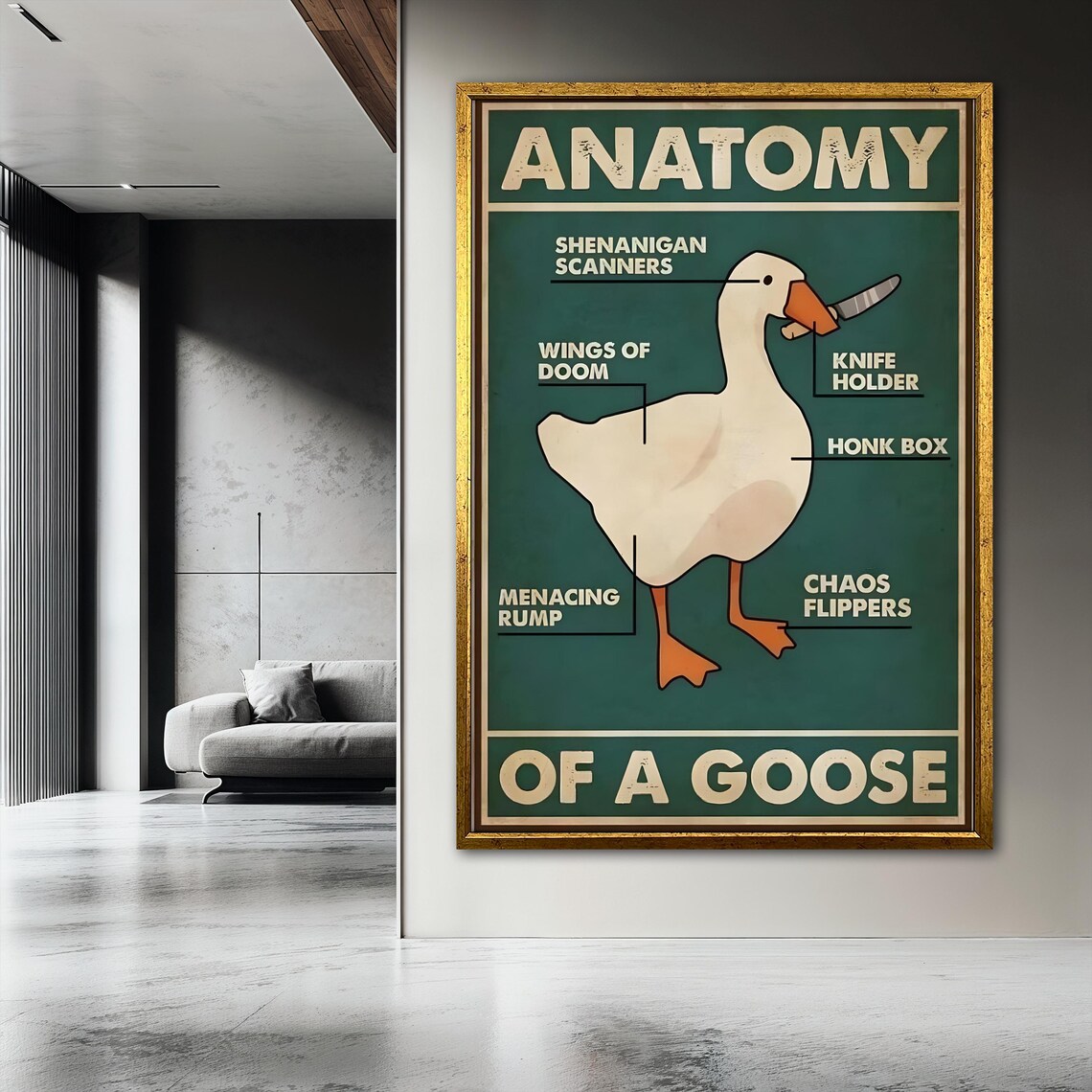 Funny Goose Painting, Humorous Animal Art Print - Image 3