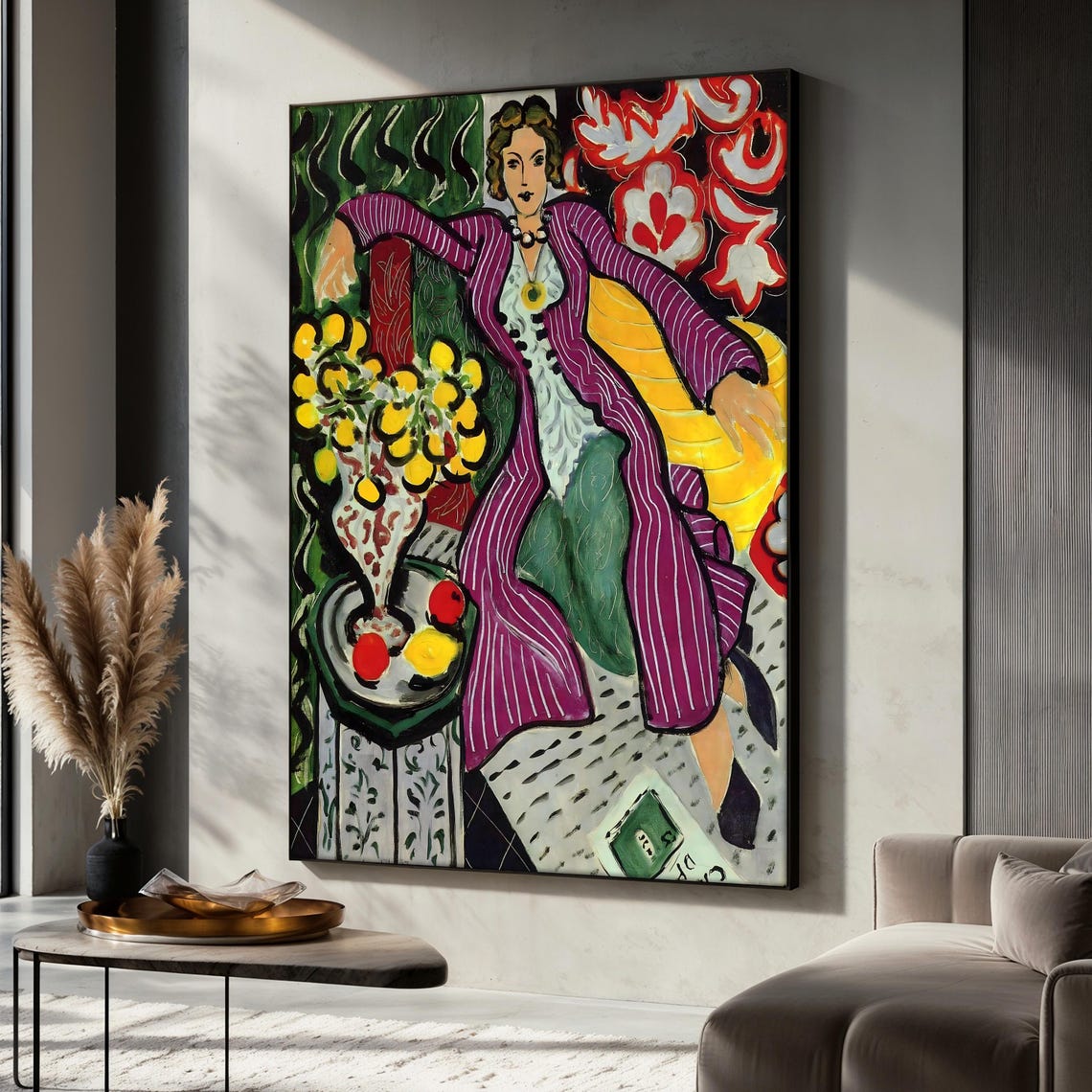 Henri Matisse Painting Woman In Purple Dress With Floral Art Decor Colorful Wall Art Matisse Poster Elegant Artistic Gift