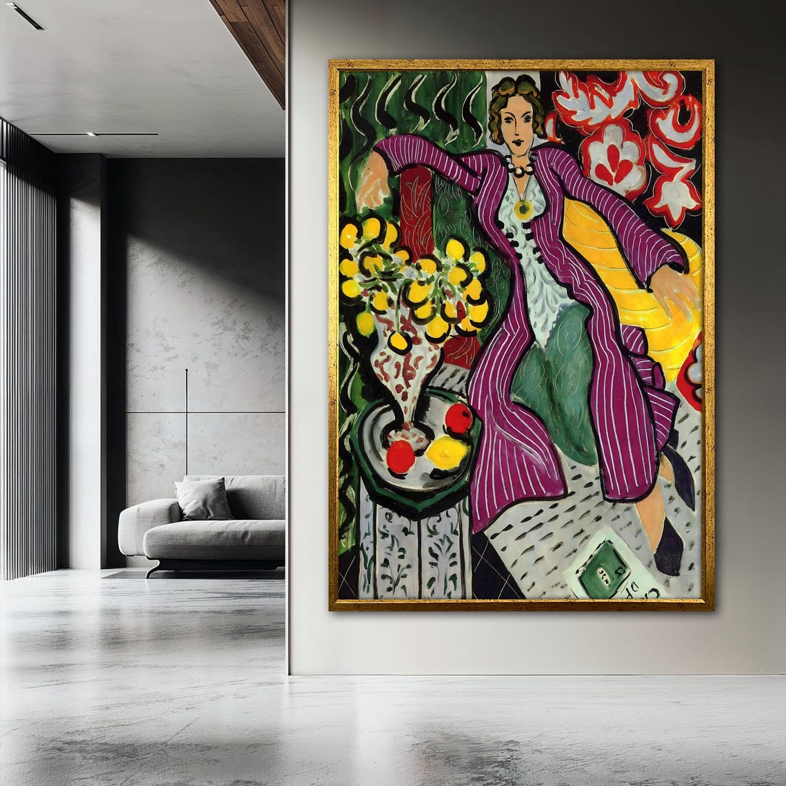Henri Matisse Painting Woman In Purple Dress With Floral Art Decor Colorful Wall Art Matisse Poster Elegant Artistic Gift - Image 3