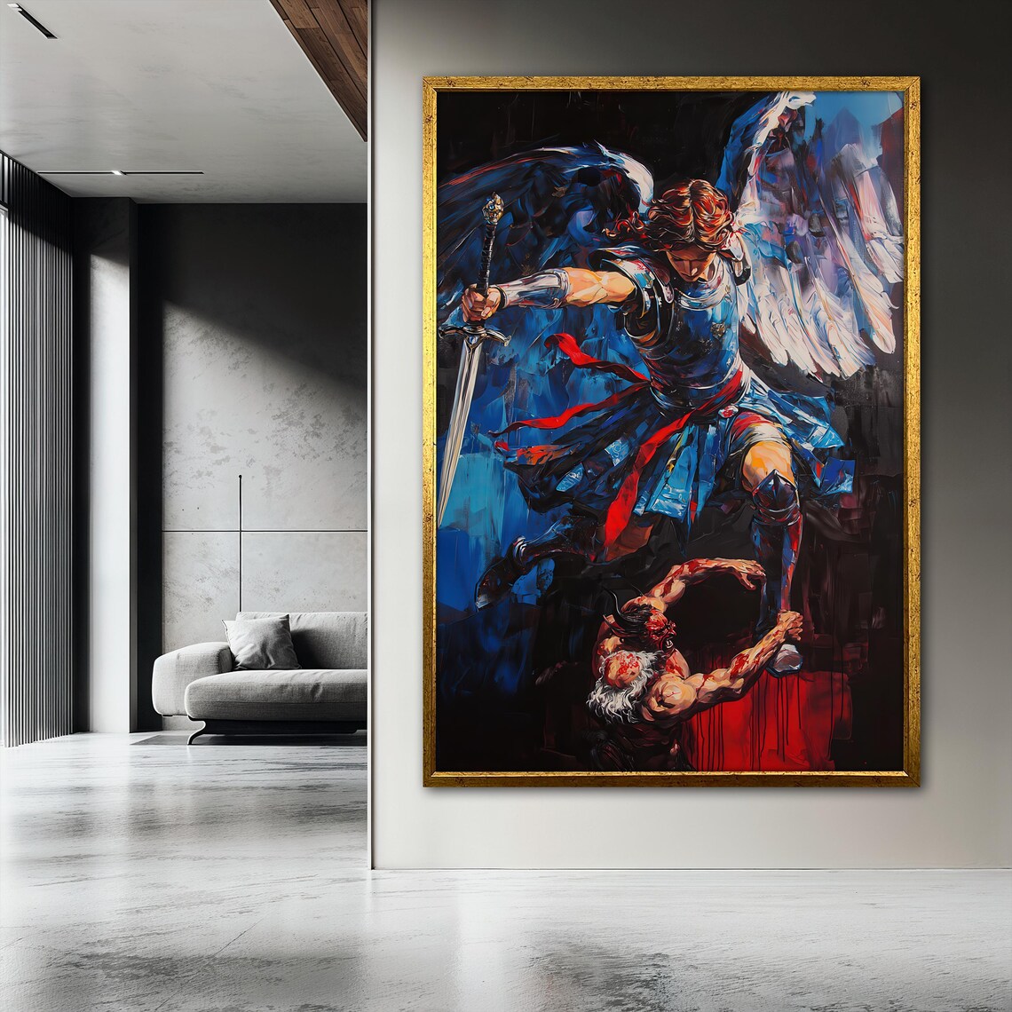 Archangel Michael Defeating Demon, Spiritual Battle Art - Image 3