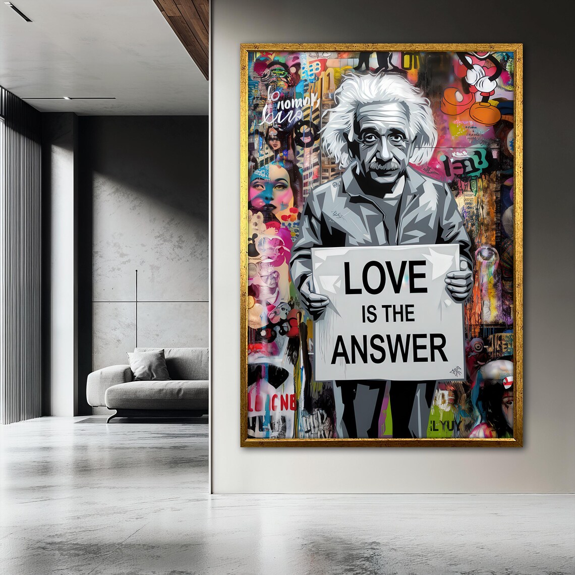 Einstein Painting Love Is The Answer, Pop Art - Image 3
