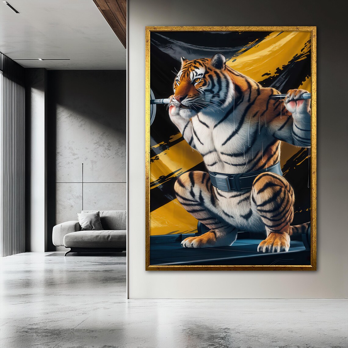 Powerful Tiger Painting, Motivational Fitness Art - Image 3