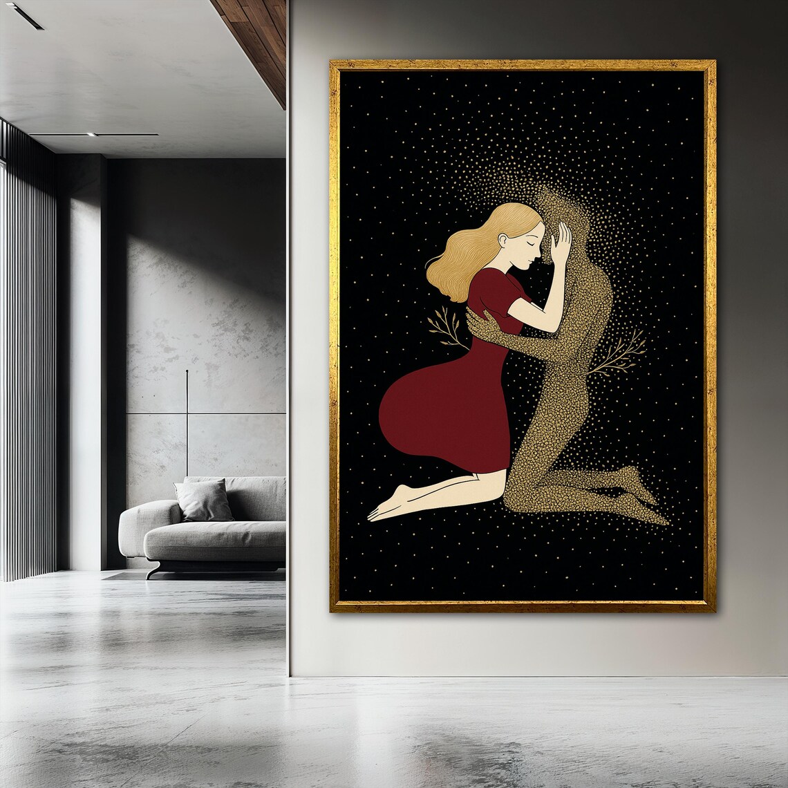 Abstract Love Embrace, Minimalist Couple Art Print - Image 3