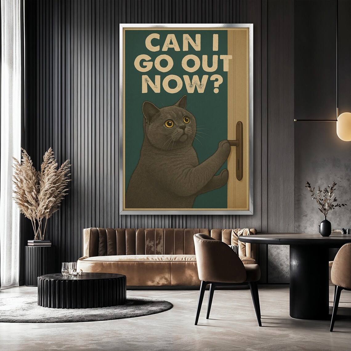 Funny Cat, Curious Kitty Door Art Print - Image 2
