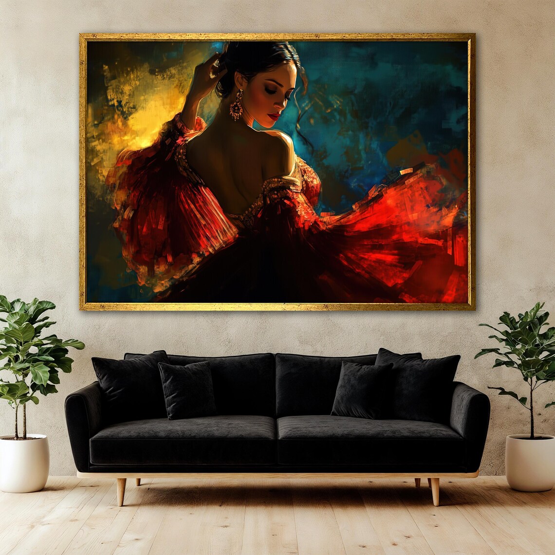 Elegant Woman In Red Painting, Modern Portrait - Image 3