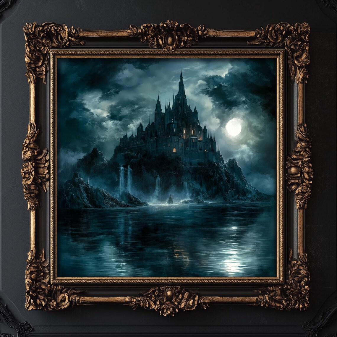 Castle Oil Painting Print, Dark Academia Decor
