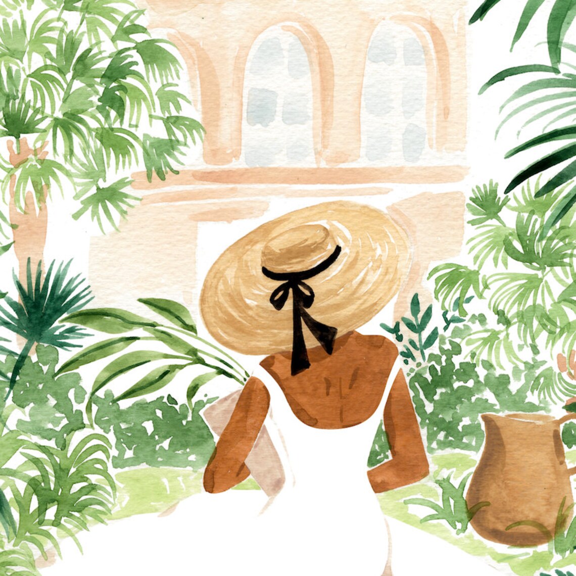 Little Gardener II, Botanical Watercolor Gouache Print - Image 3