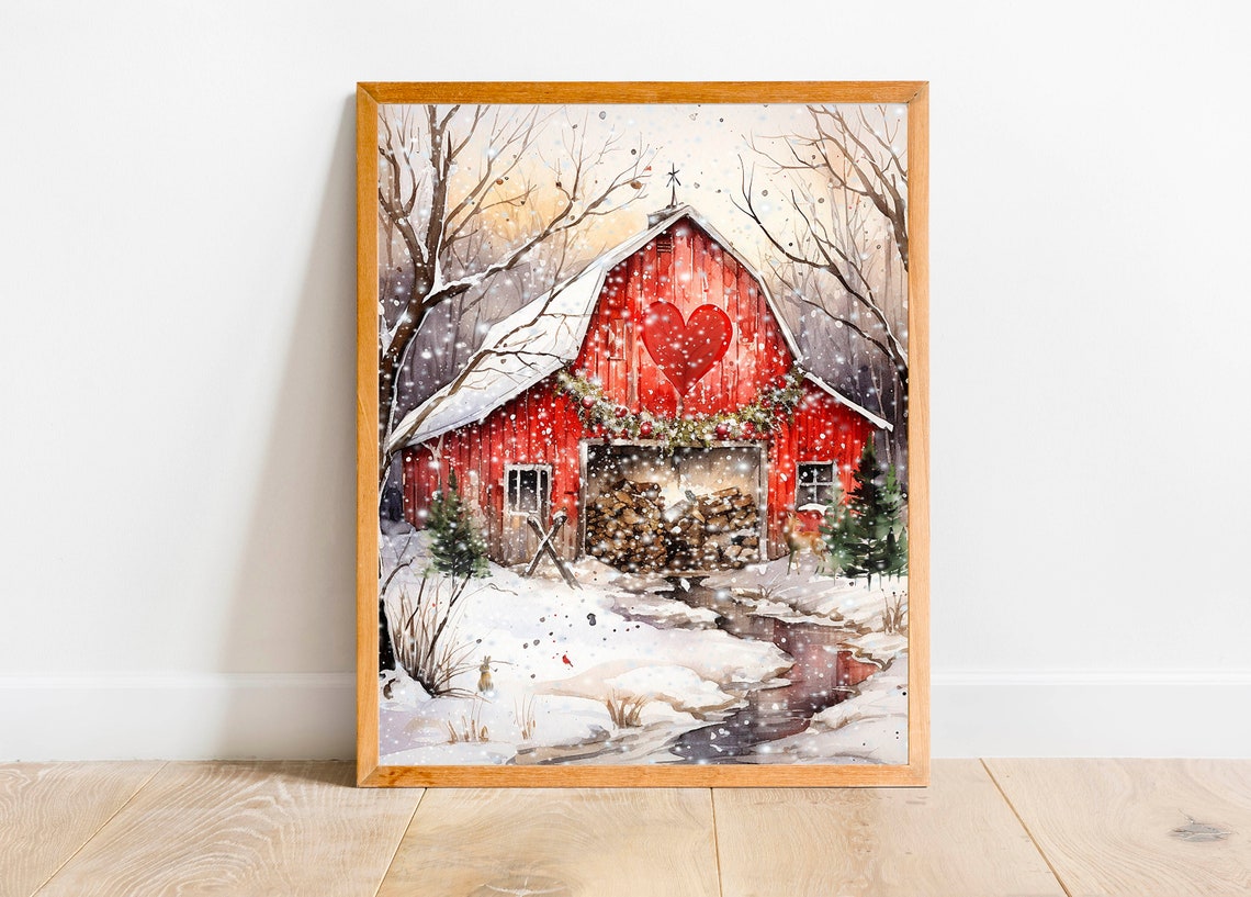 Valentine Woodland Barn Country Decor 5x7 8x10 85x11 11x14 16x20 Farmhouse Holiday Wall Art Diy Holiday Decor Valentine Sign - Image 6