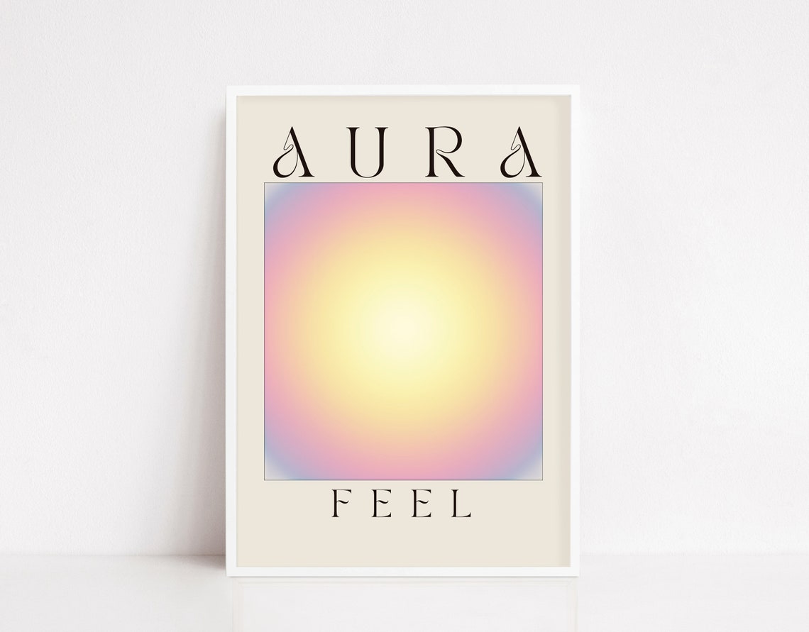 Aura Feel Pink Yellow Gradient Spiritual Calm Modern Art Poster