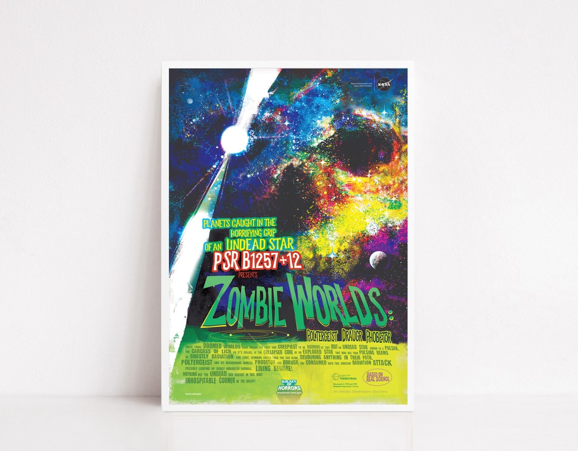 NASA Zombie Worlds PSR B1257 12 Undead Pulsar Star Horror Poster