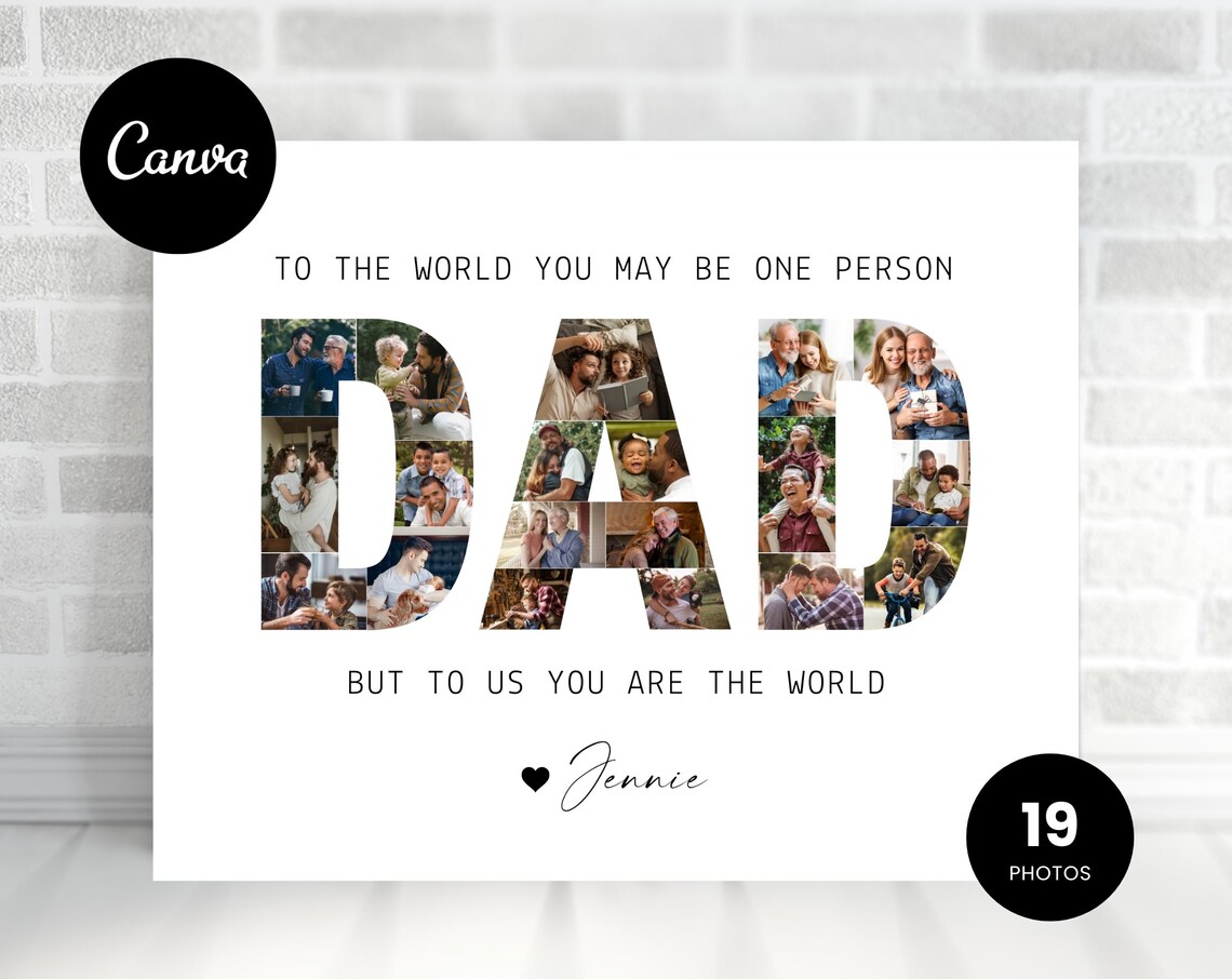 Dad Photo Collage, Fathers Day Gift Poster Print - Image 4