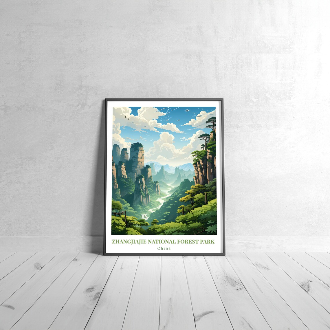 Zhangjiajie National Forest Park China Vintage Travel Poster