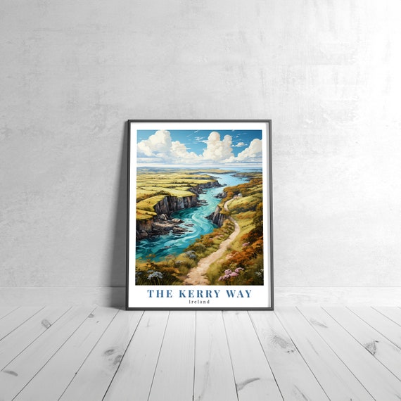 The Kerry Way Vintage Travel Poster Retro Ireland Art Print Colorful Home Decor Wall Unique Gift