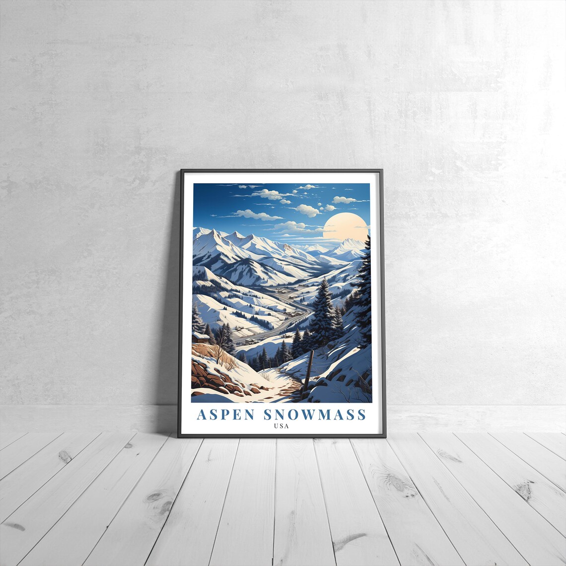 Aspen Snowmass Vintage Travel Poster, USA Art Print