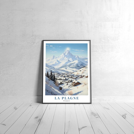 La Plagne Vintage Travel Poster, France