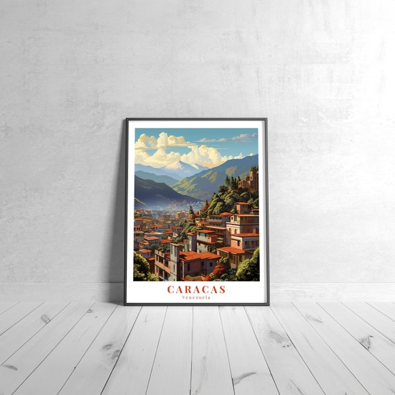 Caracas Vintage Travel Poster Retro Venezuela Art Print Colorful Home Decor Wall Unique Gift