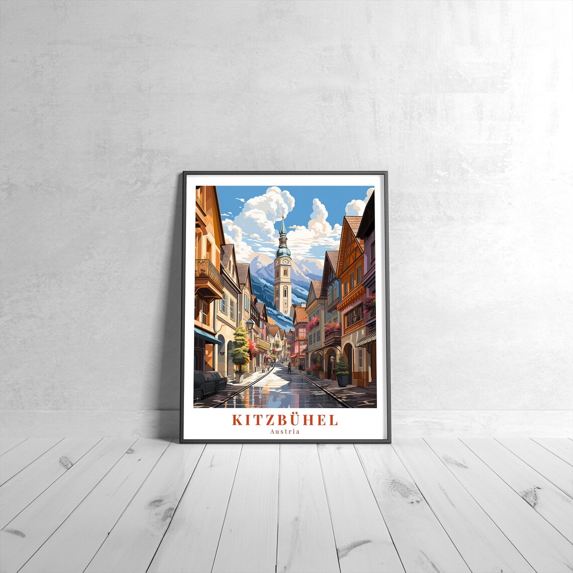 Kitzbhel Vintage Travel Poster, Retro Austria