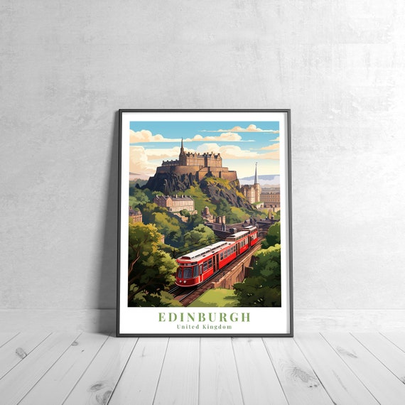 Edinburgh Vintage Travel Poster Retro United Kingdom Art Print Colorful Home Decor Wall Unique Gift