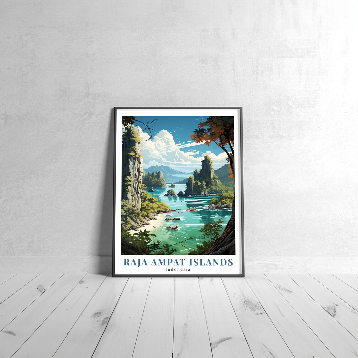 Raja Ampat Islands Vintage Travel Poster Retro Indonesia Karst Bay Decor