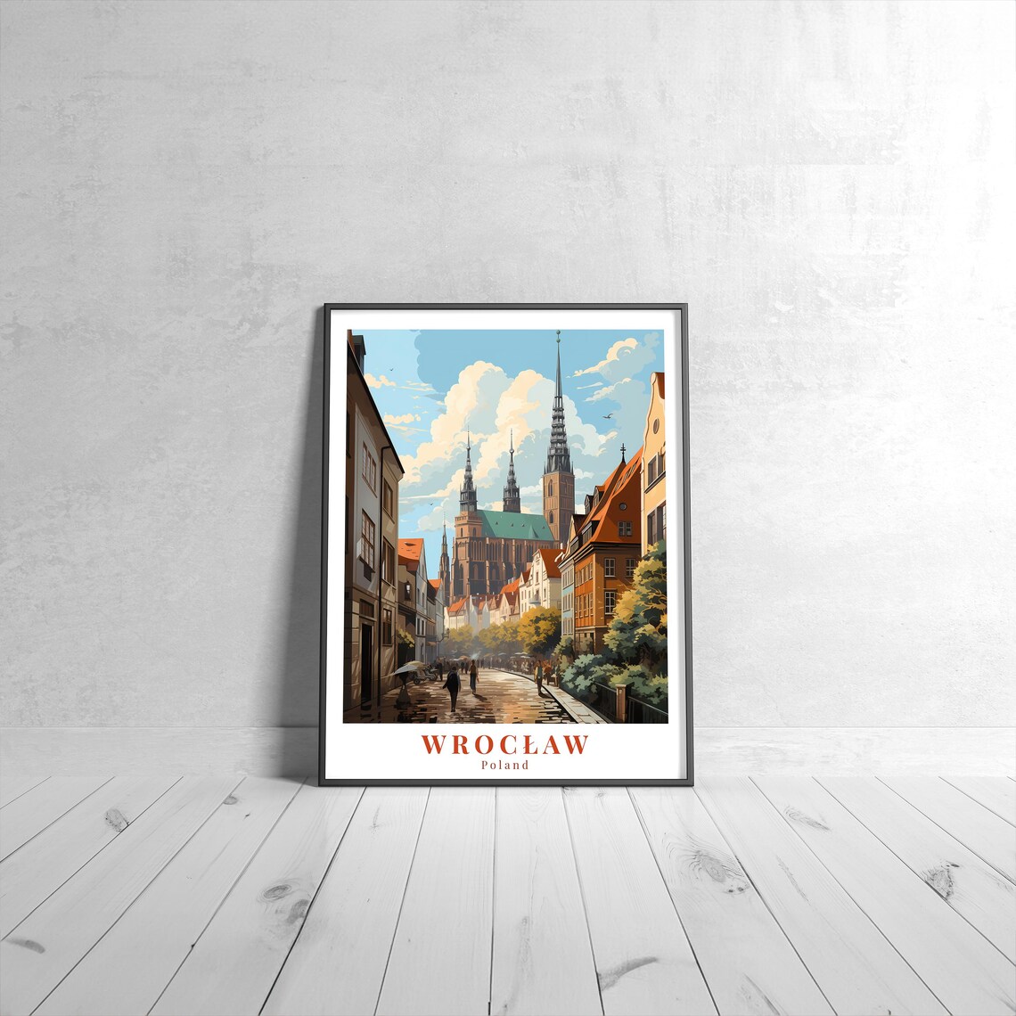 Wrocaw Vintage Travel Poster, Retro Poland