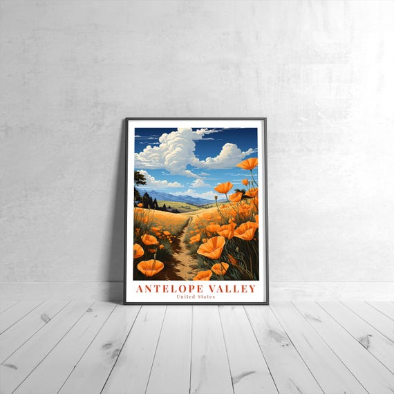 Antelope Valley Vintage Travel Poster Retro United States Art Print Colorful Home Decor Wall Unique Gift