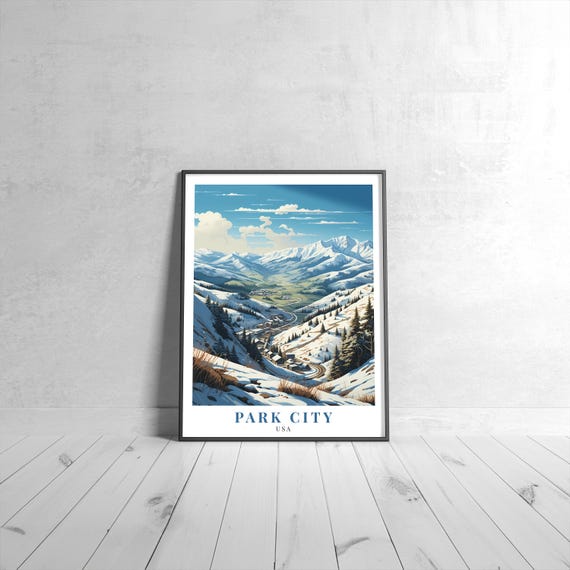 Park City Vintage Travel Poster Retro Usa Art Print Colorful Home Decor Wall Unique Gift