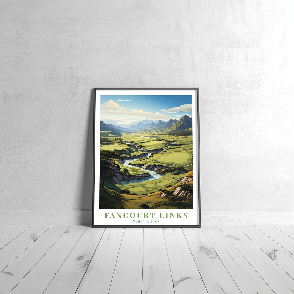 Fancourt Links South Africa Vintage Retro Golf Valley Travel Poster