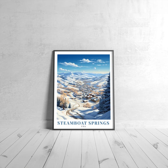 Steamboat Springs Vintage Travel Poster Retro Usa Art Print Colorful Home Decor Wall Unique Gift