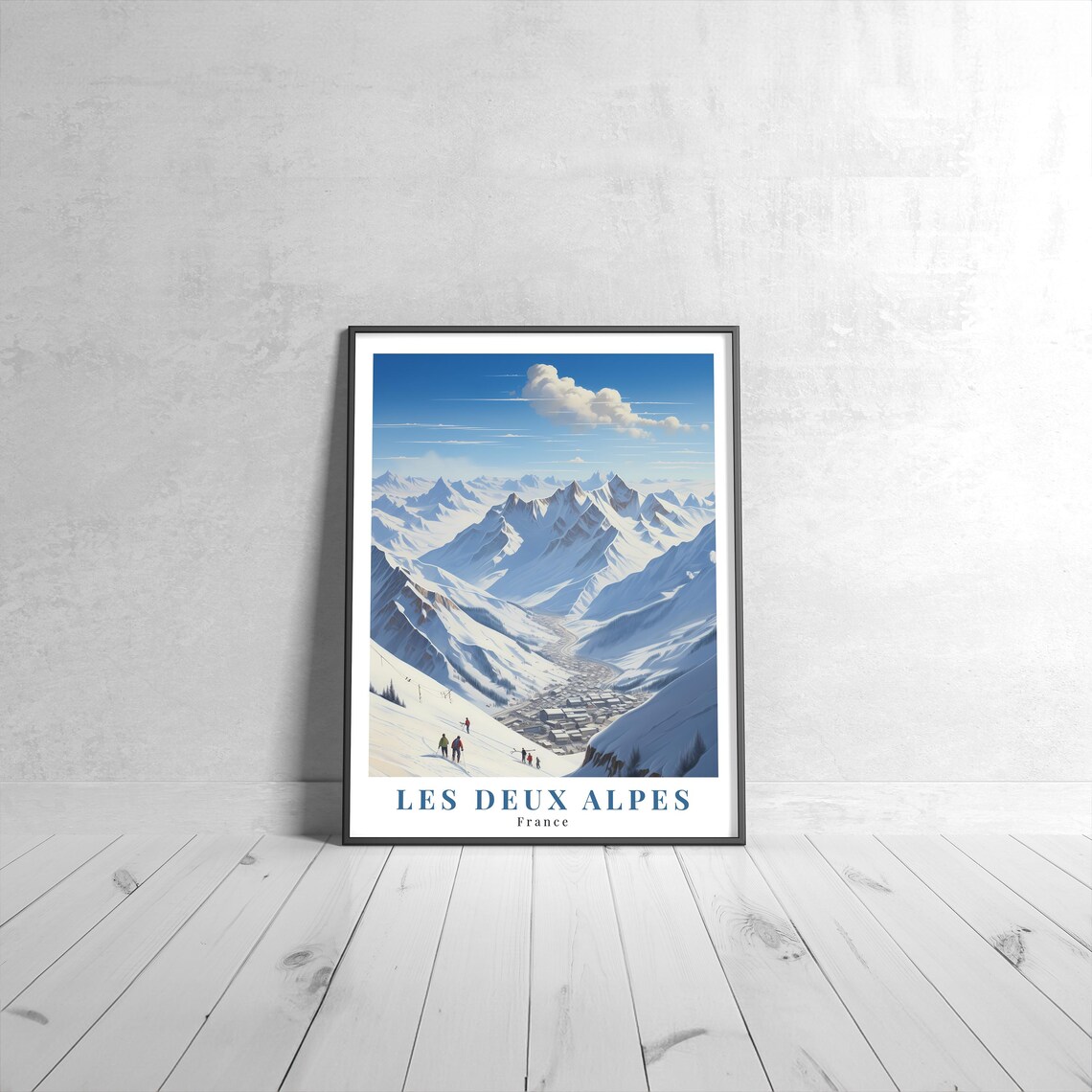 Les Deux Alpes Vintage Travel Poster Retro French Alps Ski Resort Decor