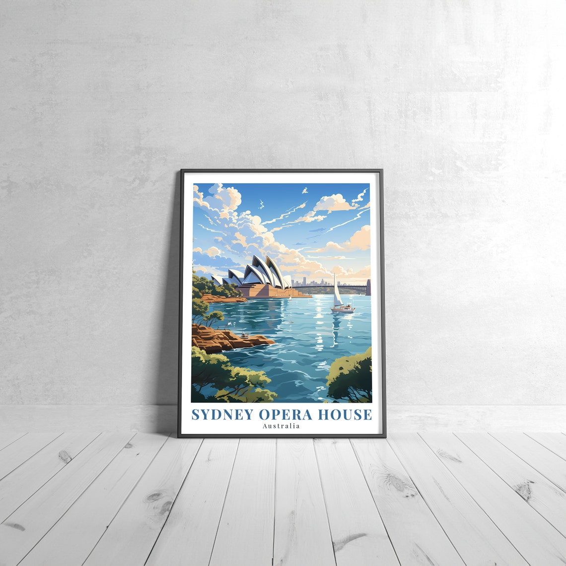 Sydney Opera House Australia Vintage Travel Poster Harbour View