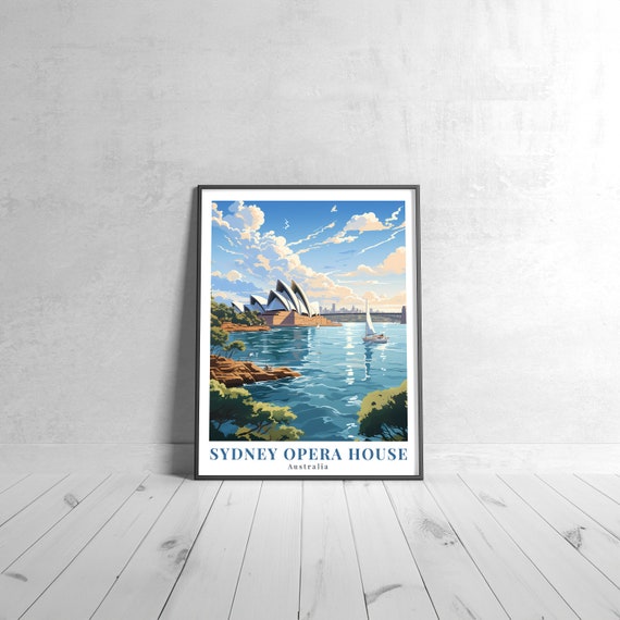 Sydney Opera House Vintage Travel Poster Retro Australia Art Print Colorful Home Decor Wall Unique Gift