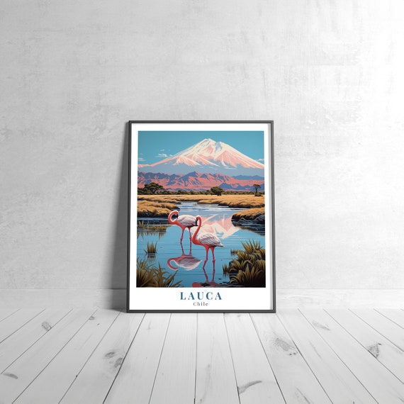 Lauca Vintage Travel Poster Retro Chile Art Print Colorful Home Decor Wall Unique Gift