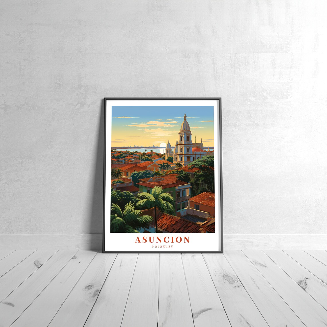 Asuncion Vintage Travel Poster, Paraguay Art Print