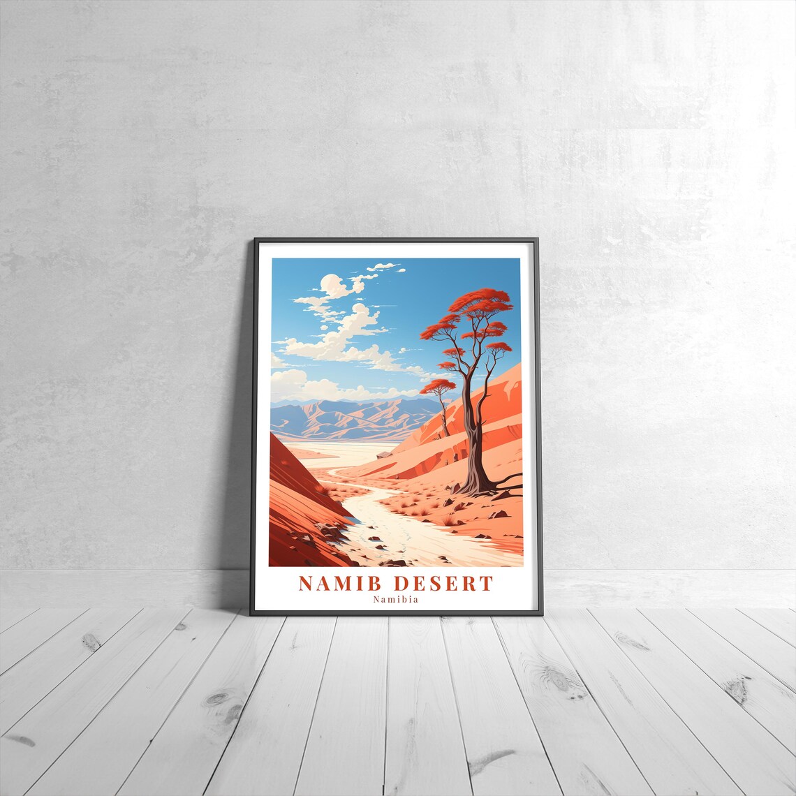 Namib Desert Vintage Travel Poster, Namibia