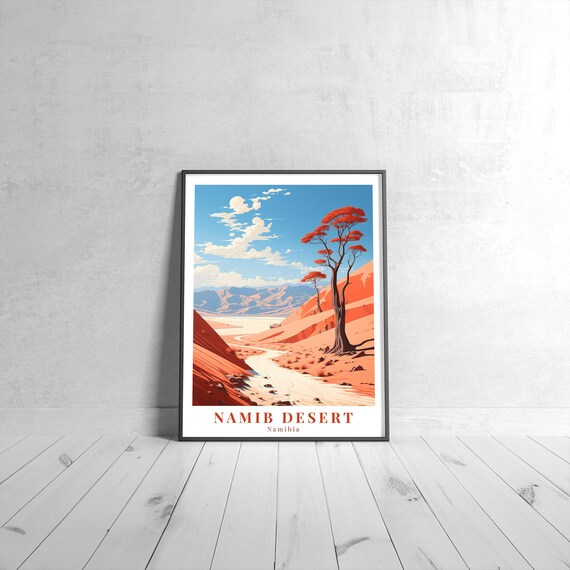 Namib Desert Vintage Travel Poster, Namibia